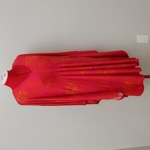 NWOT NATORI floral pink and orange size small stretch cover up dress